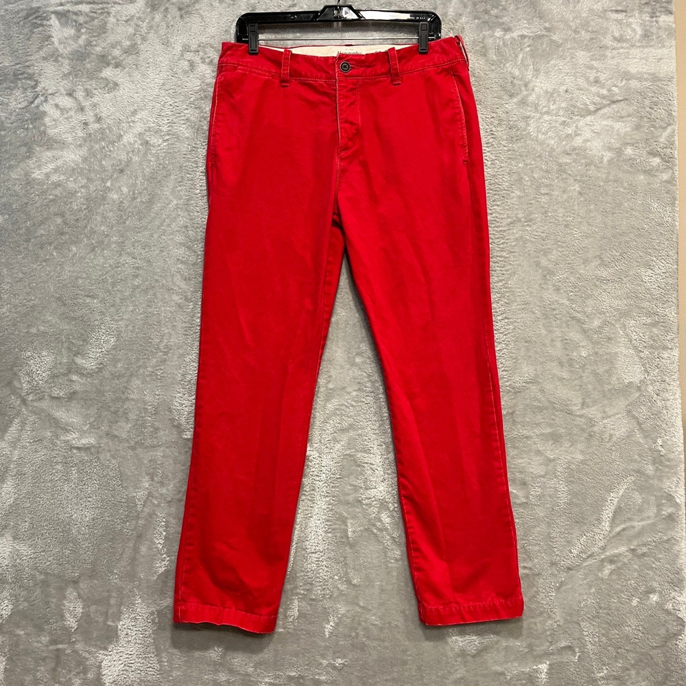 Abercrombie & Fitch Chino Pants Mens 32x30 Red Straight Cotton Button Fly